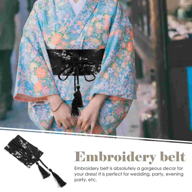 Embroidered Corset Belt For Women Wide Waist, V Neck, Obi Style