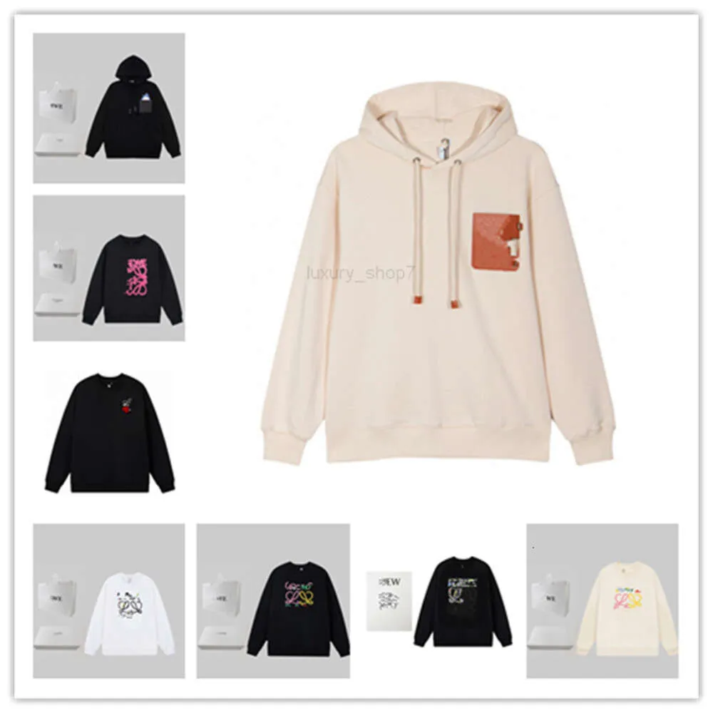 Mens Hoodies Sweatshirts 2023 FW Sonbahar Kış Mens Lowewe Rainbow Noel Hediyeleri Loewes Kadın Lüks Tasarımcı Sokak Hoodies Uzun Kollu Nakış Loewee Ter