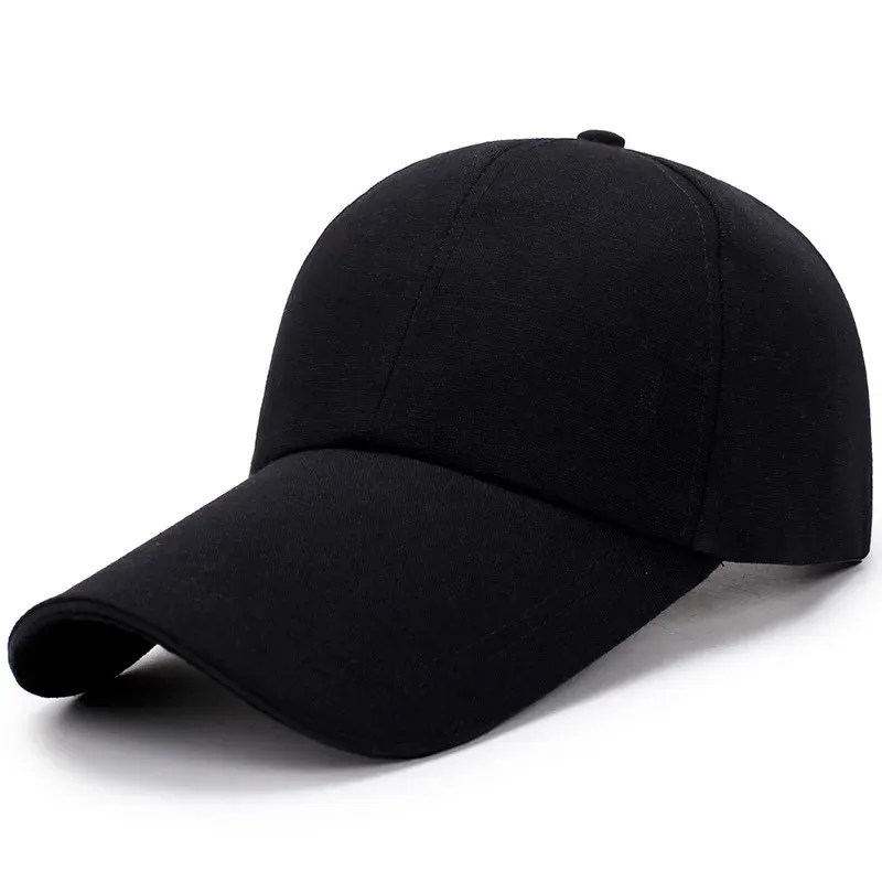 Boll Caps unisex Pure Black Ultra Long Bill Buckle Cap med justerbar baseballmössa Shabrim Cap Outdoor Sunshade Cap Canvas Cap 231207