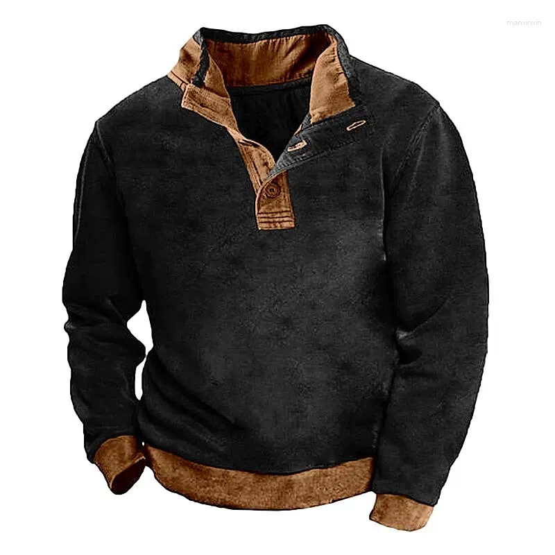 Suéteres para hombre, sudadera con botones, estampado Vintage 3d, jersey de manga larga, sudadera informal sencilla de gran tamaño para ropa de alta calidad