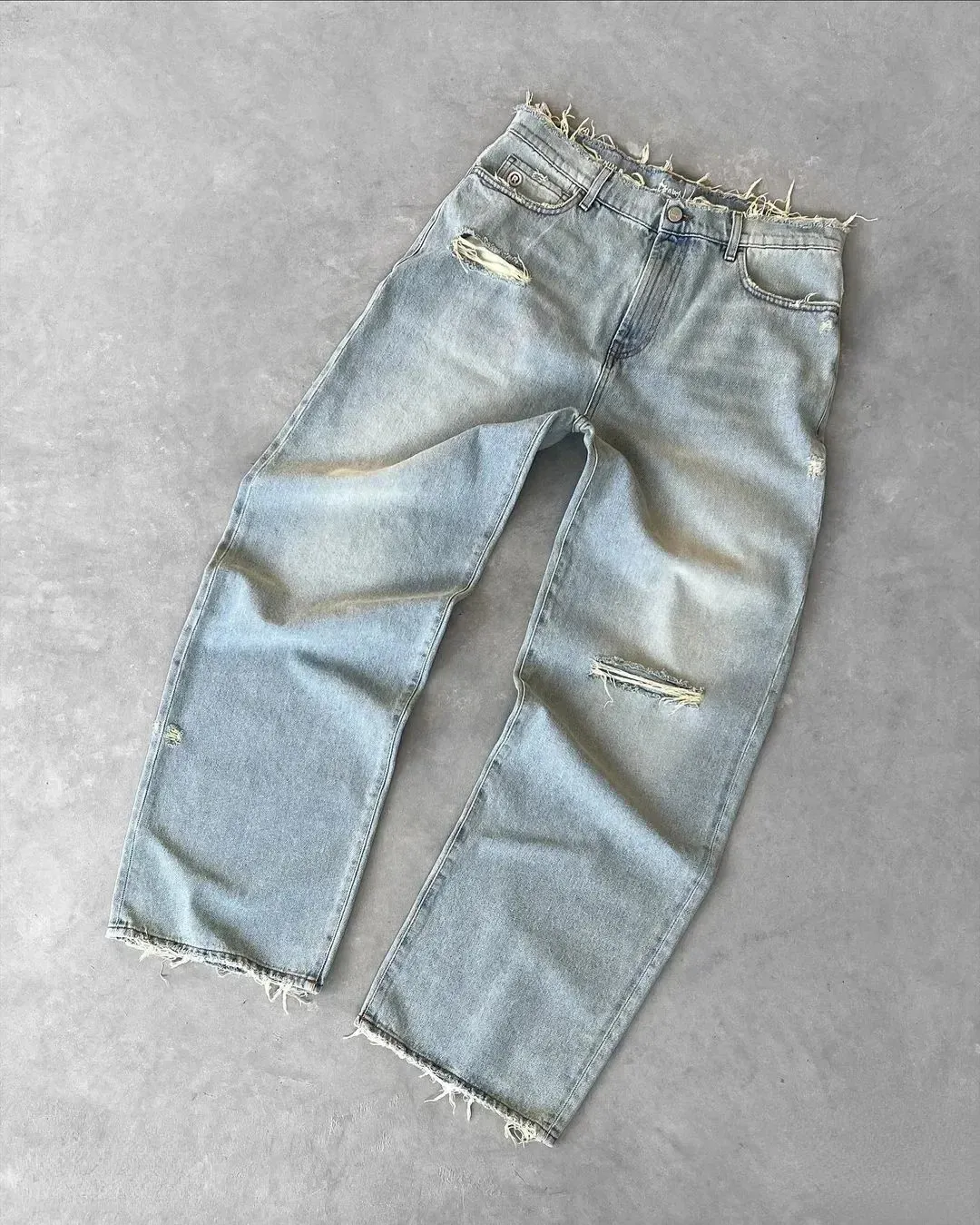 Kvinnors jeans jnco män s retro blå baggy hög midja breda benbyxor streetwear y2k hip hop broderi 7 tärning grafik 231206