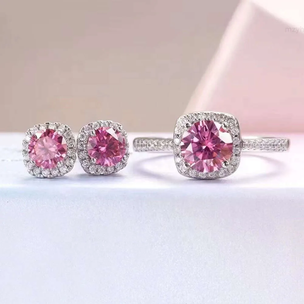 Clássico 4 garras silver925 brincos 0.5ct 5mm forma redonda rosa moissanite diamante jóias venda quente