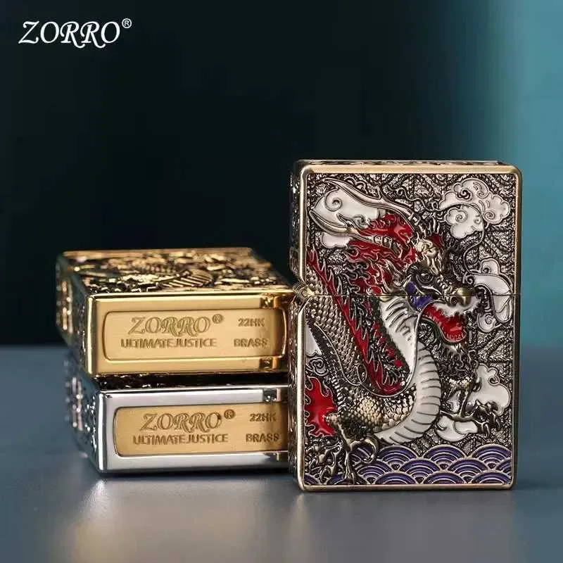 ZORRO Kerosene Lighter 1024 Double-sided Veyron Armor Old-fashioned Grinding Wheel Windproof Personalized Men's Gift