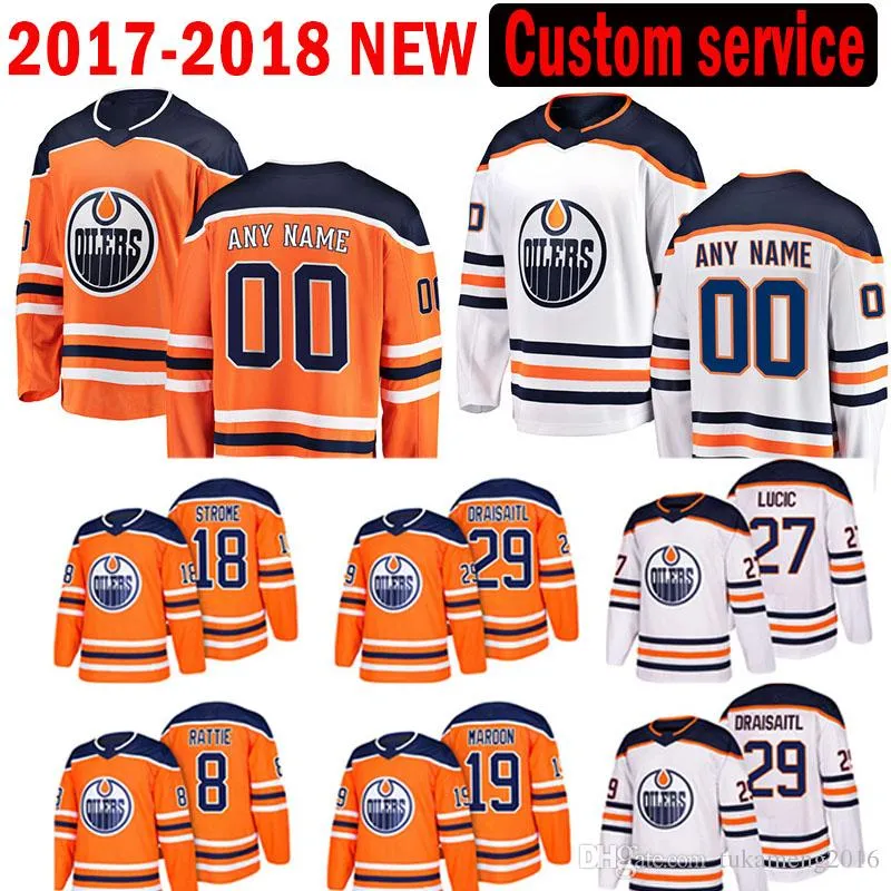 Benutzerdefinierte HEIßER VERKAUF Neue Oilers Männer Lucic 29 Draisaitl Edmonton Jersey 18 Ryan Strome 8 Ty Rattie 19 Patrick Maroon Hockey Jerseys