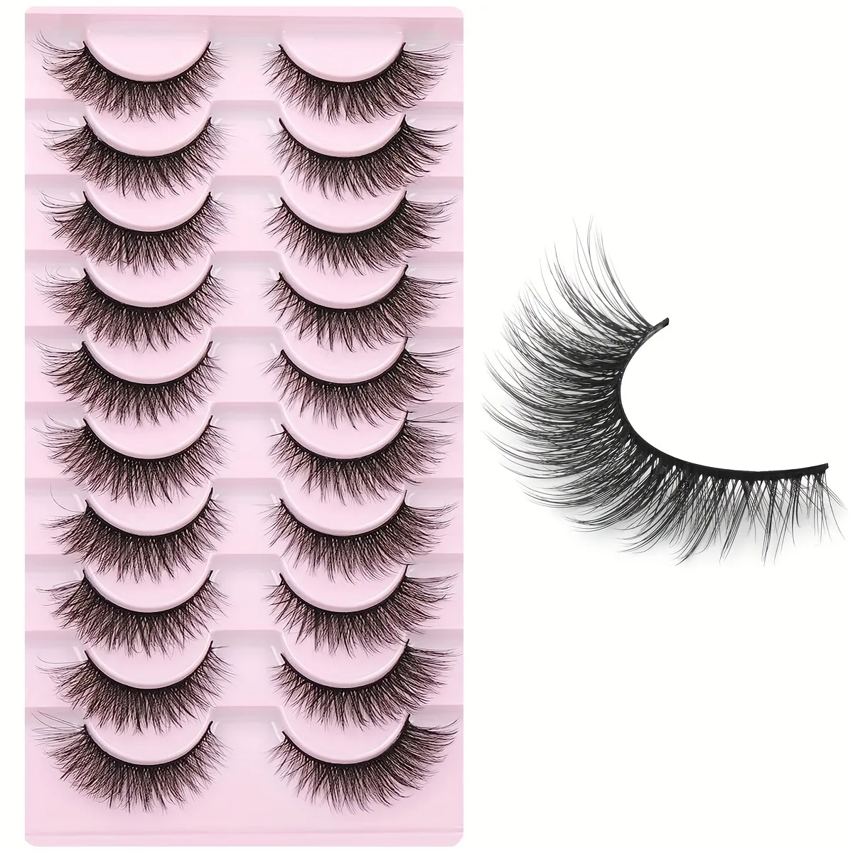 10 paar pluizige 3D nertswimpers - elegante korte cat eye-stijl - perfect voor vrouwen en meisjes - 13 mm