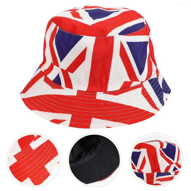 Berets UK Flag Bucket Hat Outdoor Fisherman Caps Moda Sol para Mulheres Homens