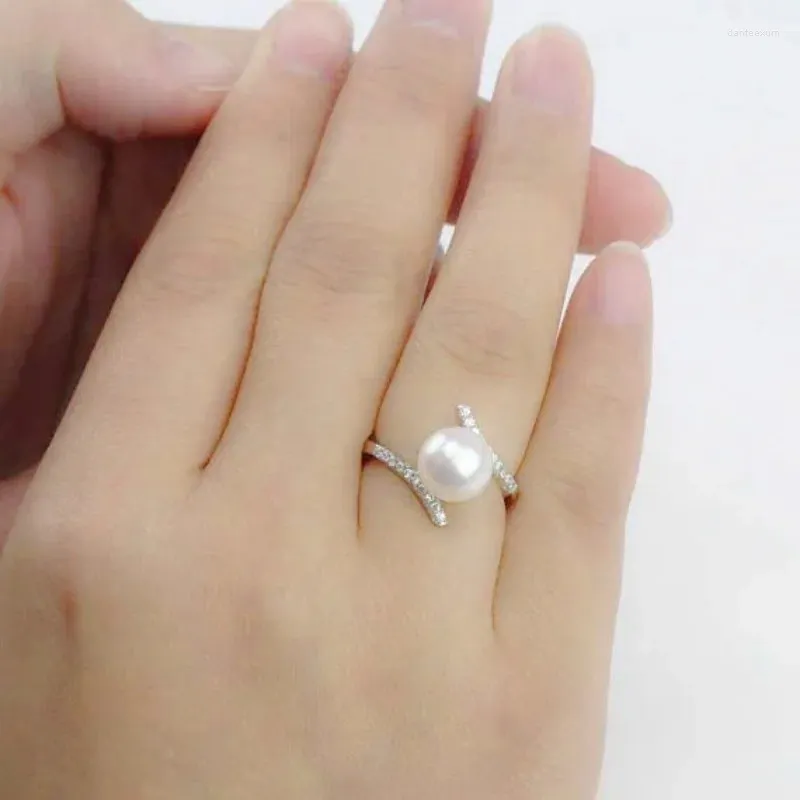 Cluster Rings Luxury Designer Natural Pearl Zircon For Women Korean Fashion Accessories Wedding Jewelry Gifts Wholesale