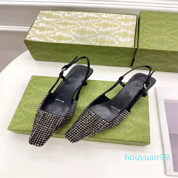 Designer -women's slingback sandals pump aria slingback shoes are presented in black mesh with crystals sparkling motif back buckle