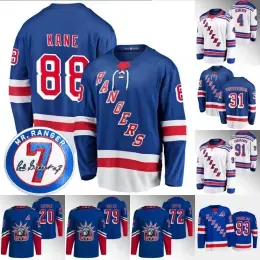 ``Rangers``#88 Patrick Kane Hockey Jersey Ryan Lindgren Adam Fox Igor Shesterkin Mika Zibanejad Artemi Panarin K`Andre Miller Chris