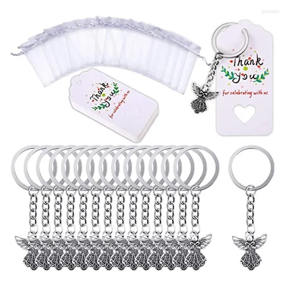 Sleutelhangers 30 Stuks Engel Sleutelhanger Gunst Hanger Doopcadeau Sleutelhanger Met Dank U Kraft Tas Voor Kids246H