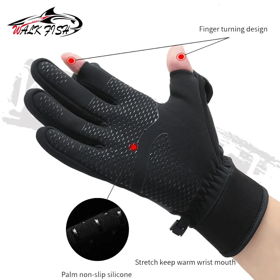 Five Fingers Gloves WALK FISH Waterproof Winter Fishing Gloves 2