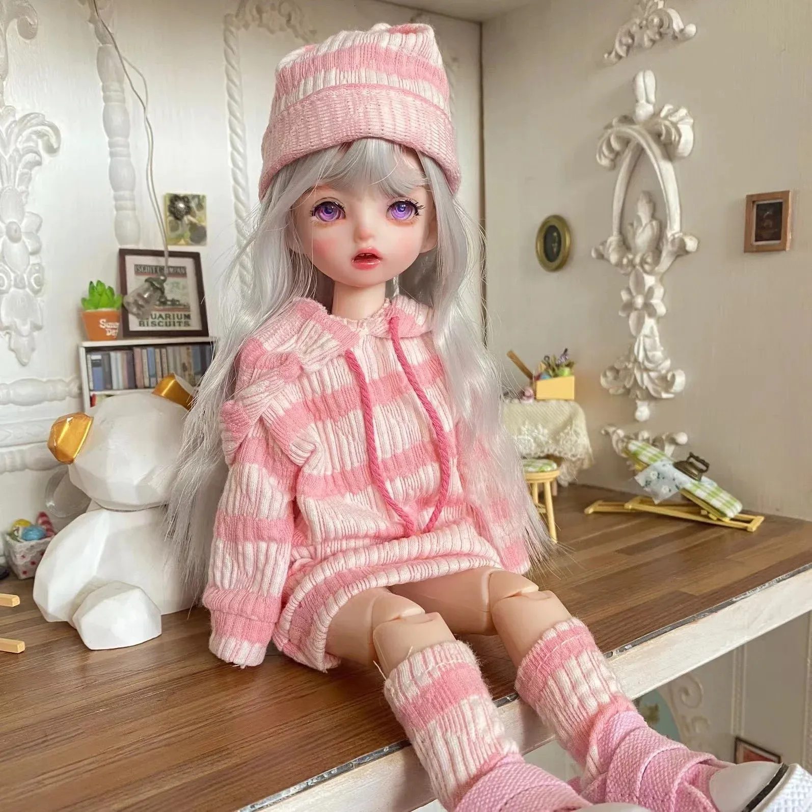 Dolls DIY 30cm 16 lalki Zestaw zimowej sukienki 21 ruchomy makijaż śliczna dziewczyna brązowe oczy z modną spódnicą prezent zabawki 231207