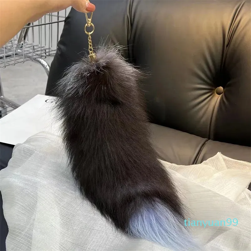 Moda raposa cauda pele chaveiros unisex pompom pingente carro chaveiro titular bonito chaveiros charme saco presentes de casal