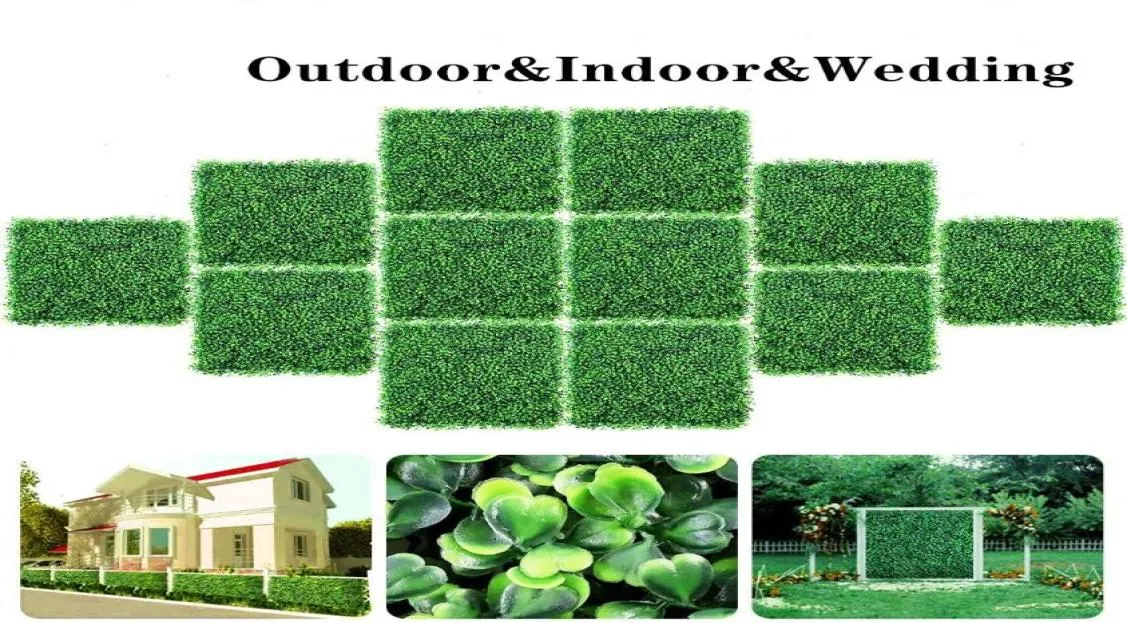 Outdoor Faux Boxwood Hedging Panele Ścianowe Sztuczny panel Fałszywa roślina Prywatność Ekran Greenery Tłok dekoracyjne kwiaty wieńce 7128828