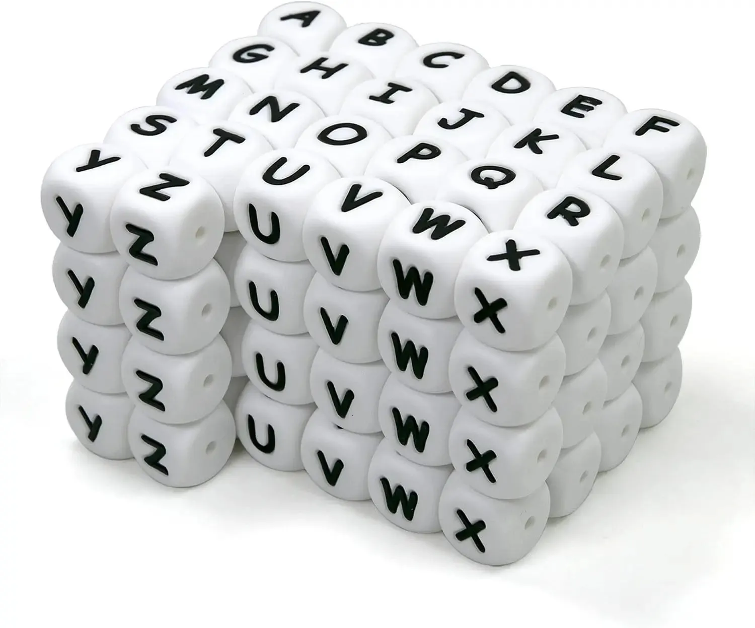 Zęby zabawki 10pcs 12 mm dziecięcy silikonowe litery koraliki pacyfier alfabet BPA darmowe żucie ząbek do pielęgniarstwa Prezenty 231207