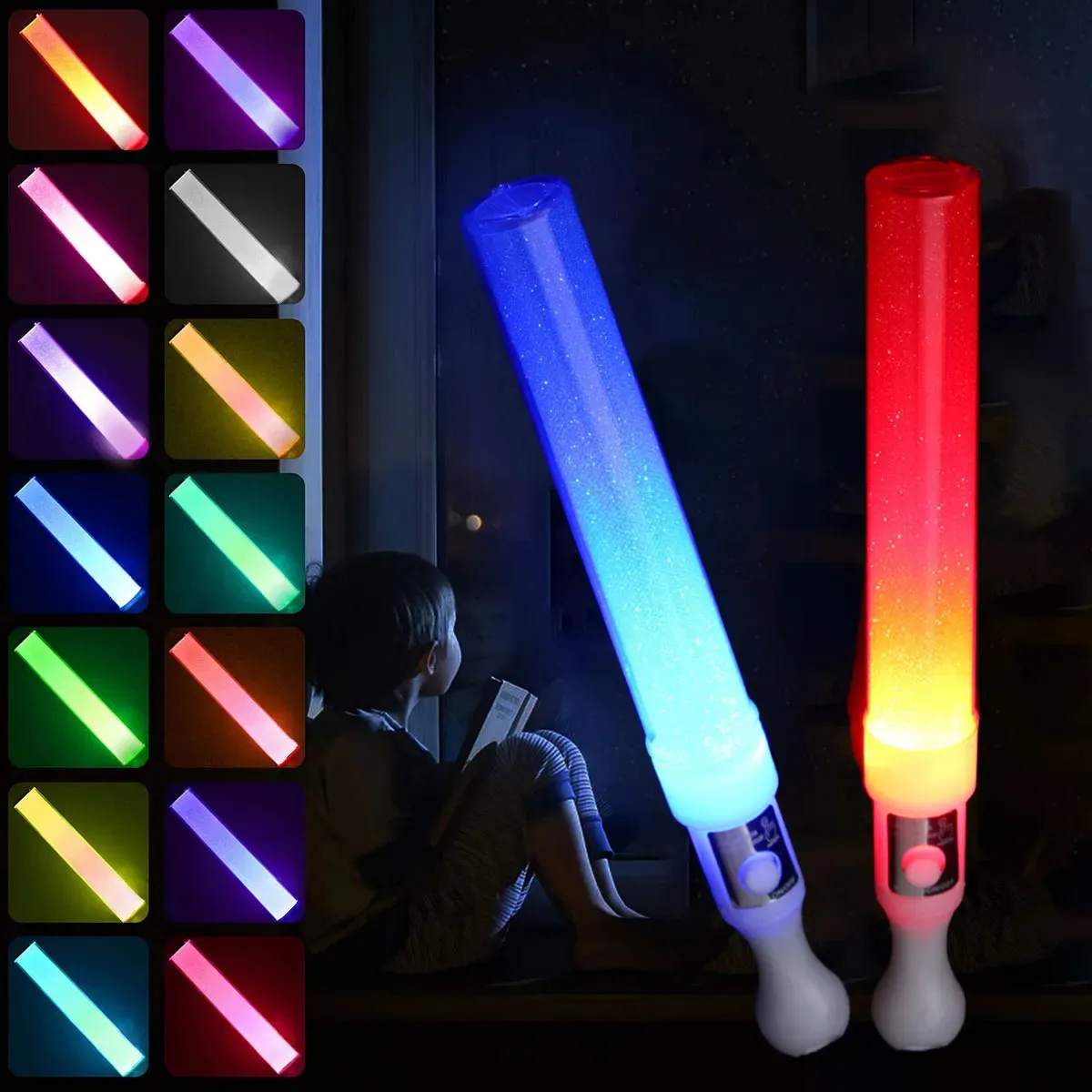 Gants LED bâtons lumineux RGB Cheer Light Up Tube coloré clignotant baguettes lumineuses piscine fête de mariage fournitures concerts cadeaux 231207