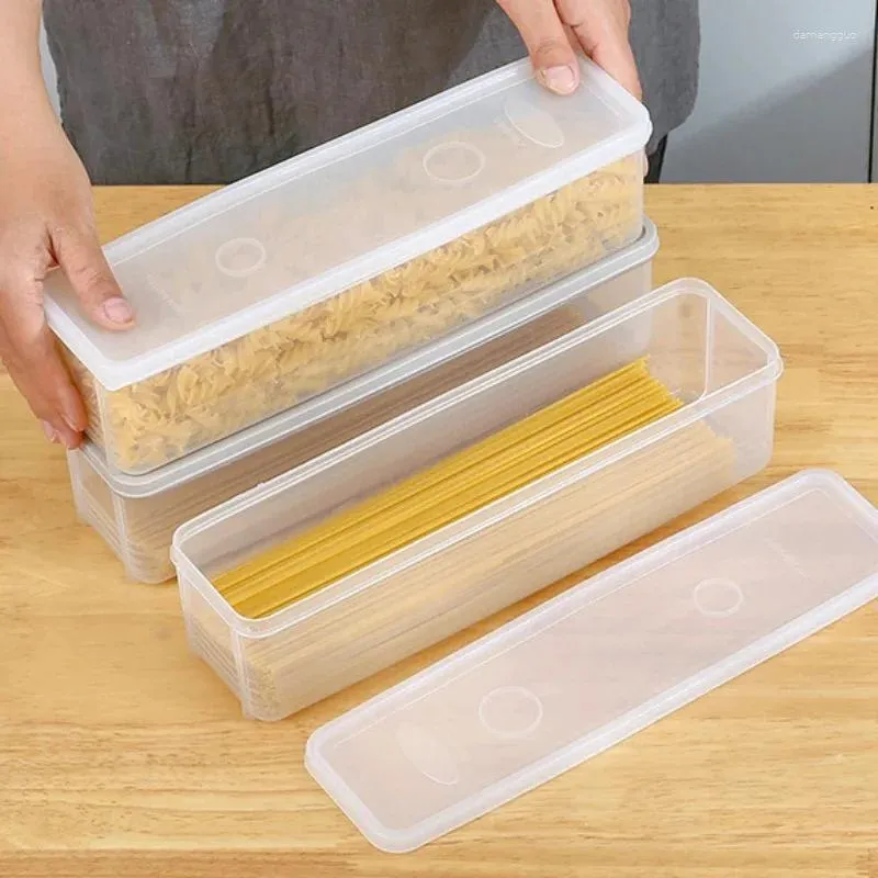 Storage Bottles Noodle Box Long Noodles Crisper Airtight Containers For Food Plastic Organizing Boxes Useful Things Kitchen Item