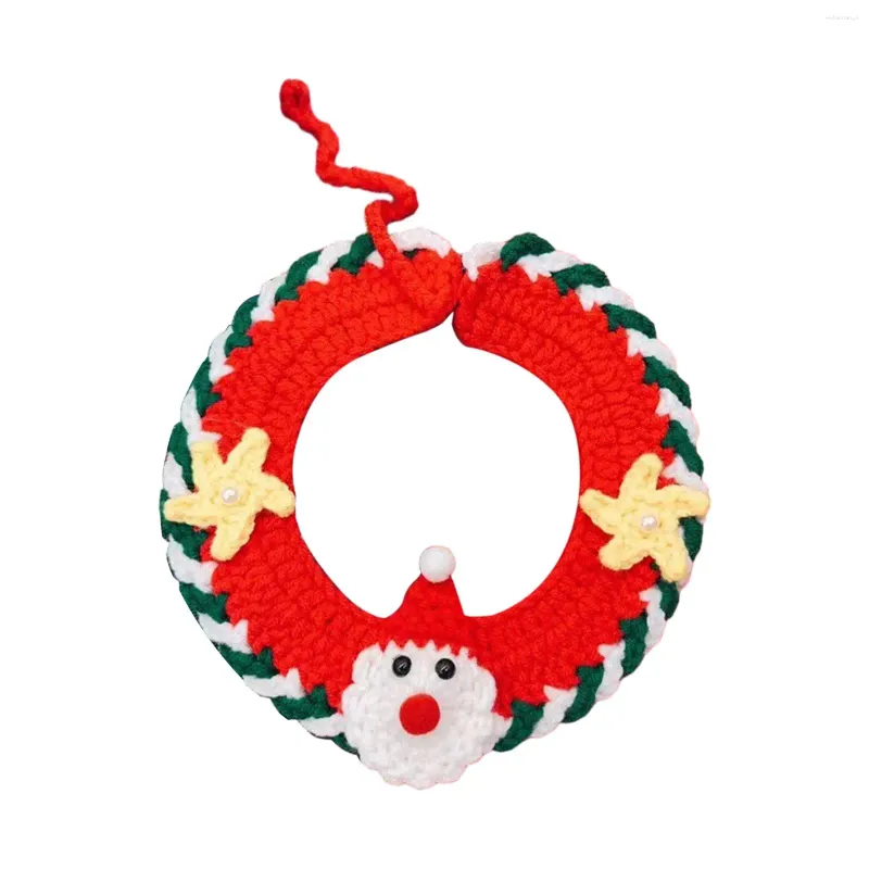 Colliers en tricot pour chien et chat, cadeau de père noël, décoration Festive, vêtements de vacances, écharpe tissée à la main, collier pour chaton