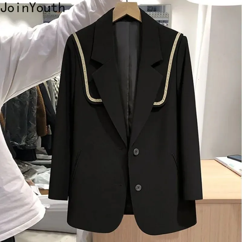 Trajes para mujer Blazers Blazer coreano Mujer Chic Marinero Collar Manga larga Temperamento Chaquetas Ropa Mujer Moda Túnica Casual Vintage Abrigo Tops 231208