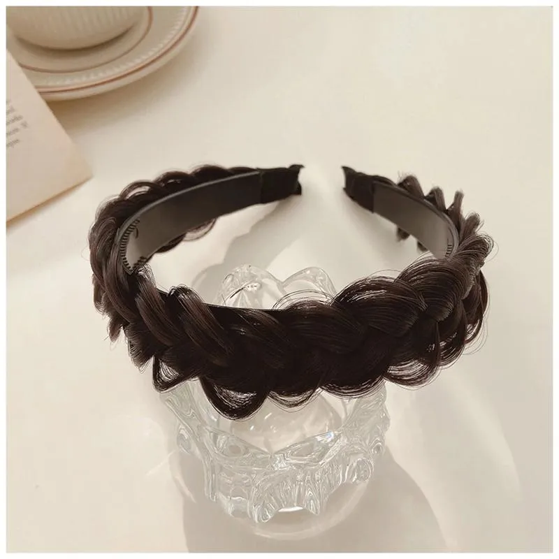 Hair Accessories Girls's Wide Side Headband Non-Slip Fish Bone Headpiece With Wigs For Birthday Stage Party Show Dress Up