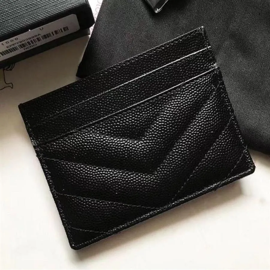 Élégant noir Caviar portefeuille dame marque porte-carte mode femmes cartes de crédit sac Mini cuir bourse 296j