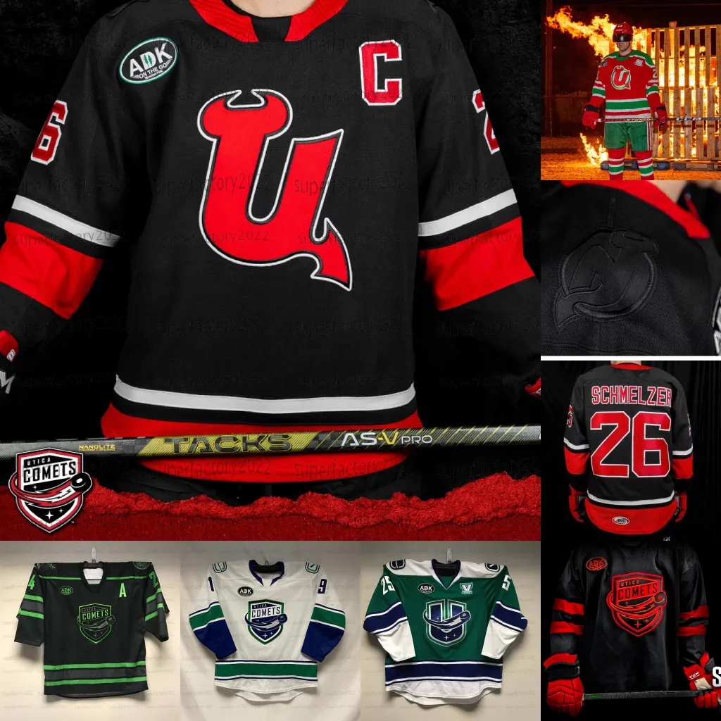 Aangepaste Utica Comets Jersey Graeme Clarke Reilly Ralsh Nolan Foote Joe Gambardella Ryan Schmelzer Simon Nemec Brian Pinho