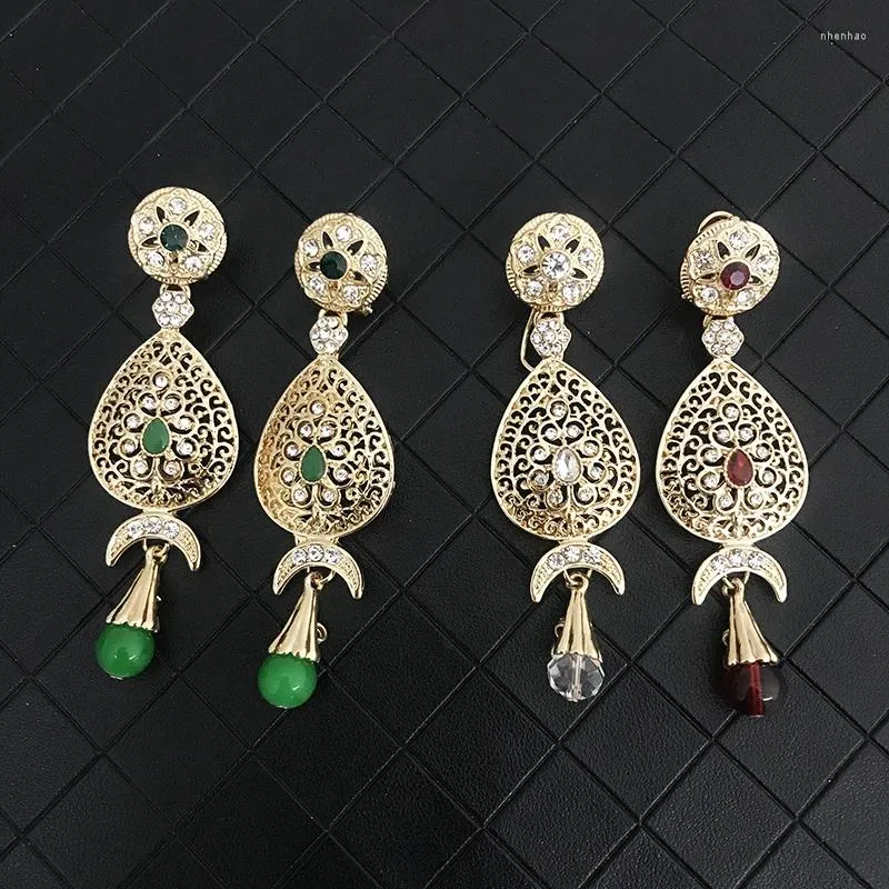 Dingle örhängen marockansk klassisk komplex stil kvinnors dropp hand pärlstav pendell bröllop kristall smycken