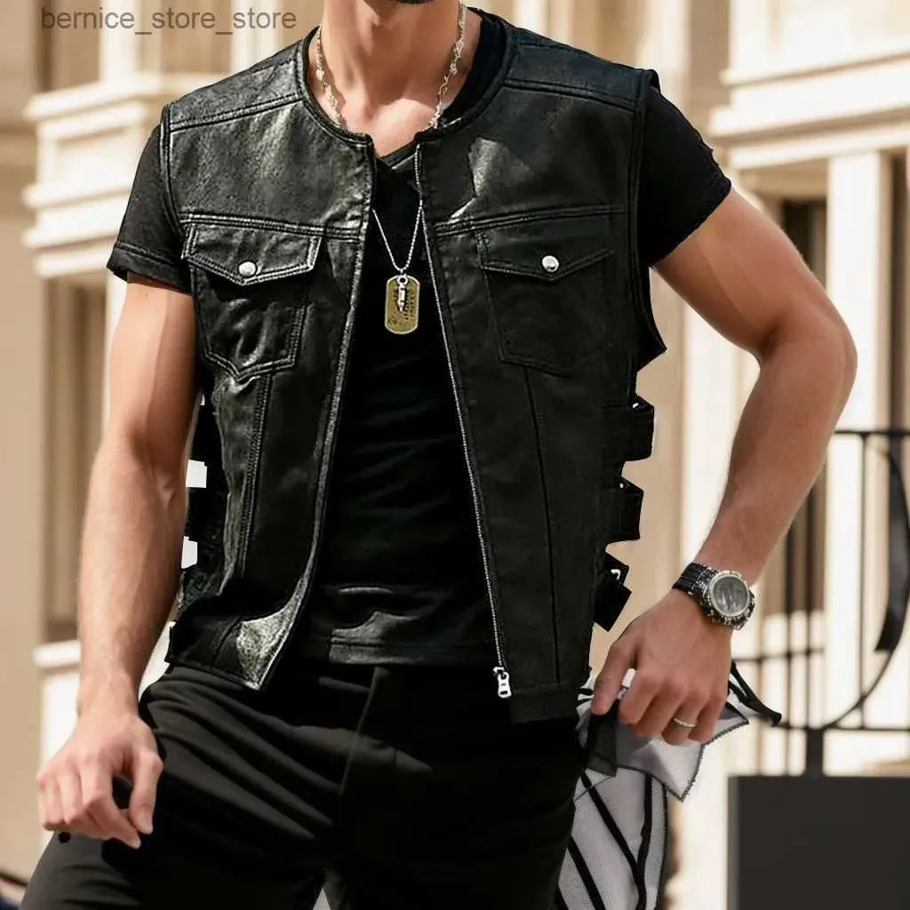 Punk leather vest sale