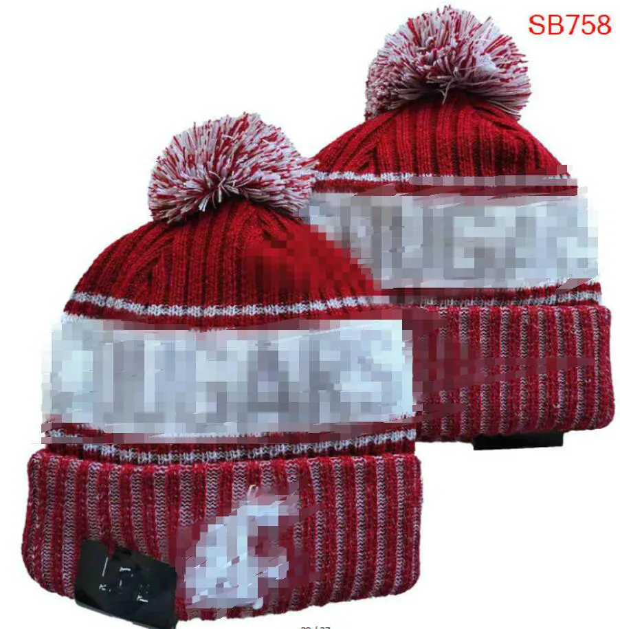 Alabama Crimson Tide Beanies Washington State Cougars Beanie North American College Team Side Patch Inverno Lã Esporte Chapéu de malha Skull Caps A0