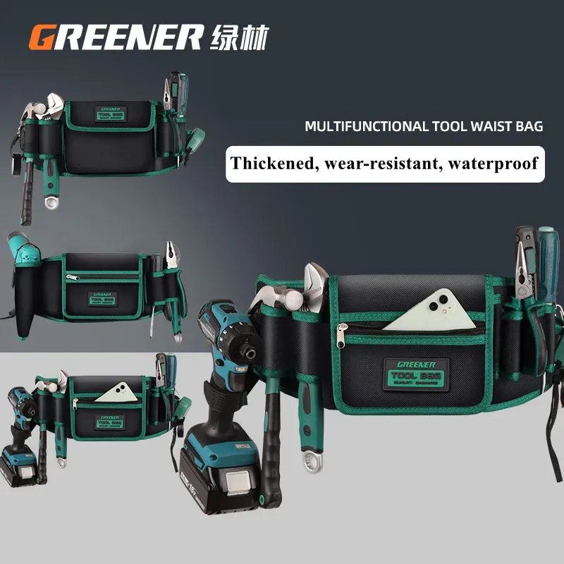 Сумка для инструментов GREENERY, поясная сумка для инструментов для электрика, многофункциональная портативная водонепроницаемая износостойкая фурнитура, специальная сумка для инструментов 230620