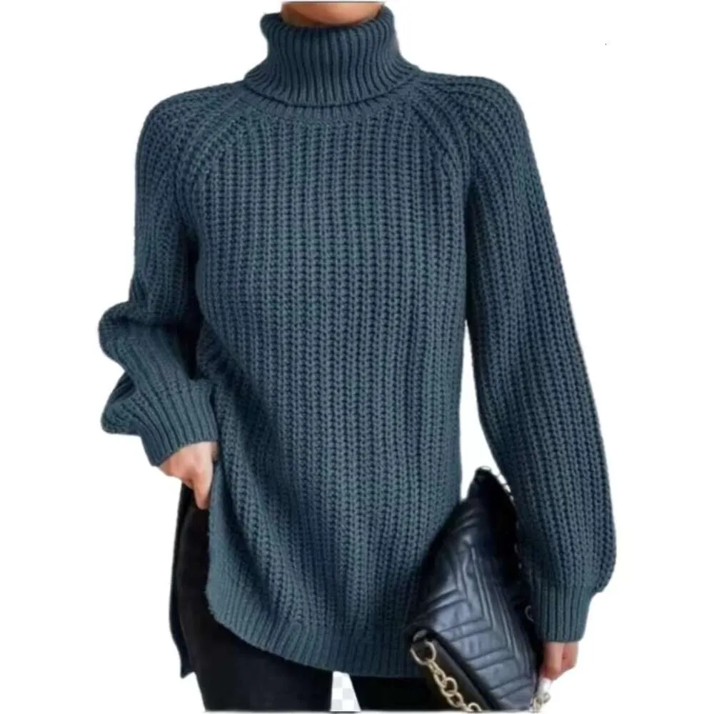 Kaszmirowy sweter kobiety jesień/zima nowe dzianiny raglan rękaw o wysokim kołnierzu Flip Swet sukienka 773