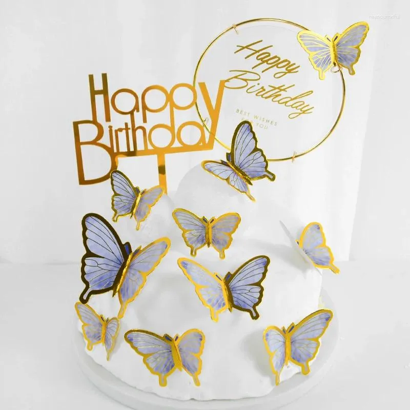 Festive Supplies Butterfly Happy Birthday Cupcake Cake Topper Butterflies Decoration Valentine's Day Wedding Home Party