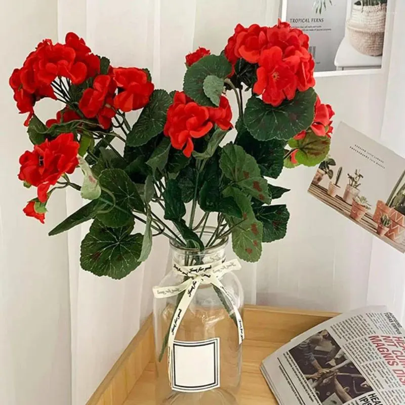 Kwiaty dekoracyjne 2PCS sztuczny kwiat begonias z łodygami ślubnymi po realistyczne sztuczne czerwone dekoracje domowe Mariages