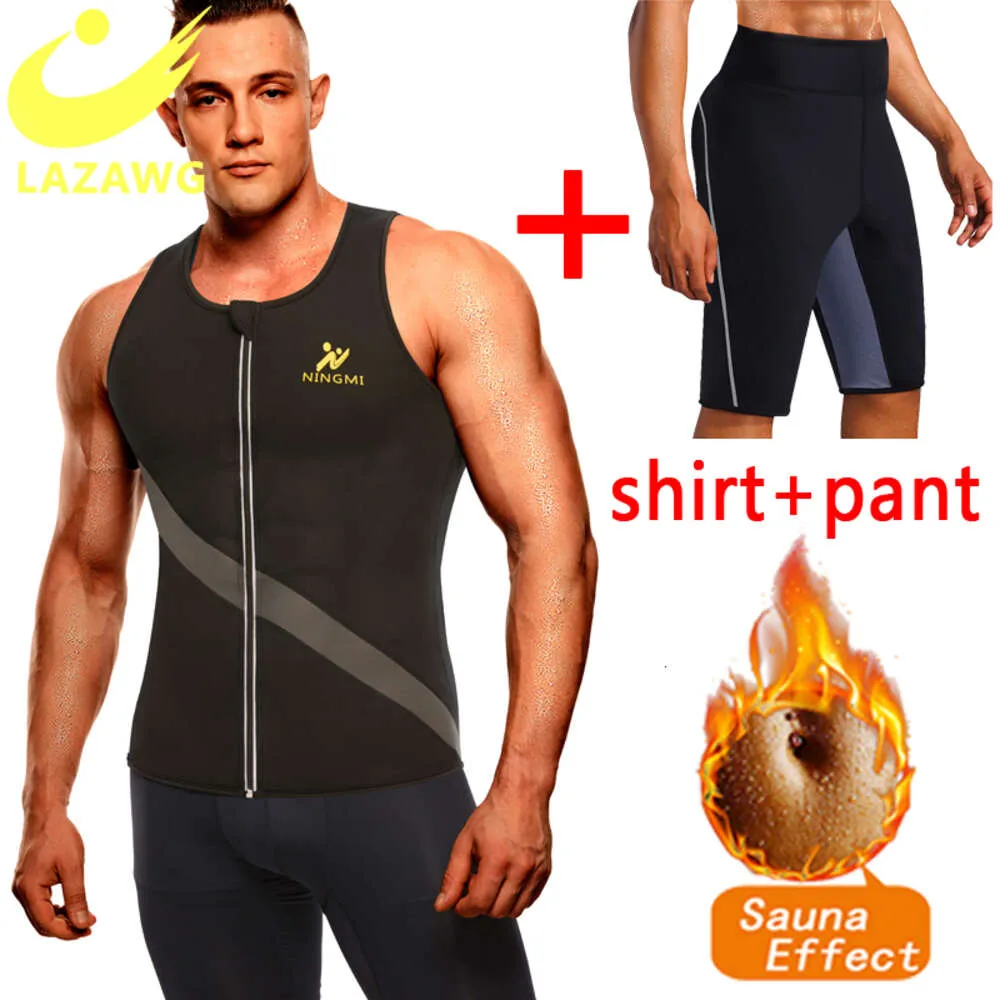 Sport Shirt Pant Body Shaper Slimming Waist Trainer Men Tank Top Neoprene Sweat Sauna Vest Shapewear Fat Burn Corset