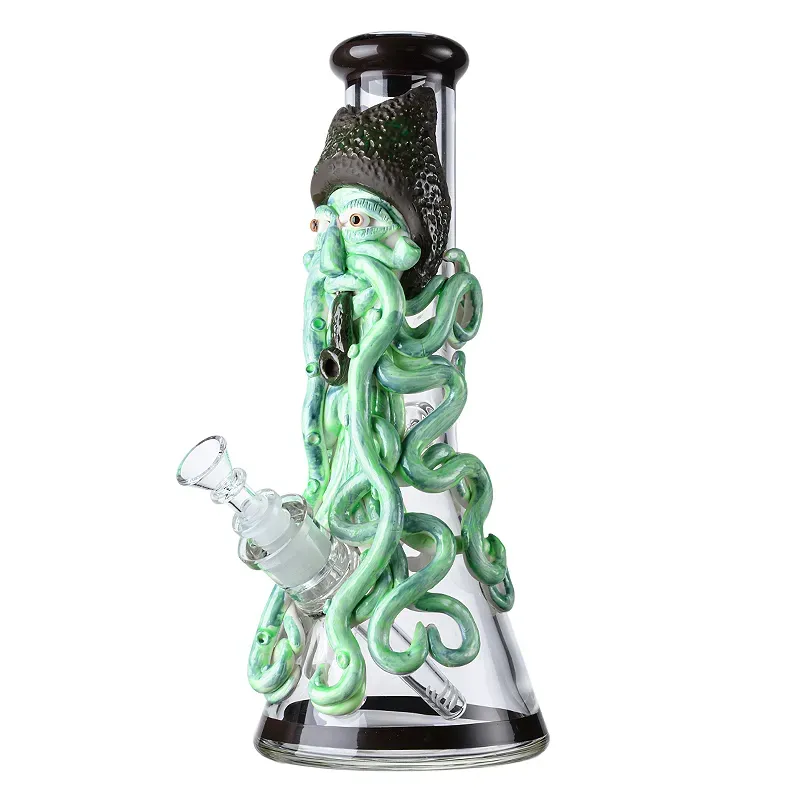 Unique Heady Glass Halloween Style Hookahs 7mm Thick Glass Beaker Bong Octopus Water Pipes Straight Tube Oil Dab Rigs 11 Inch Big Bongs Diffused Downstem