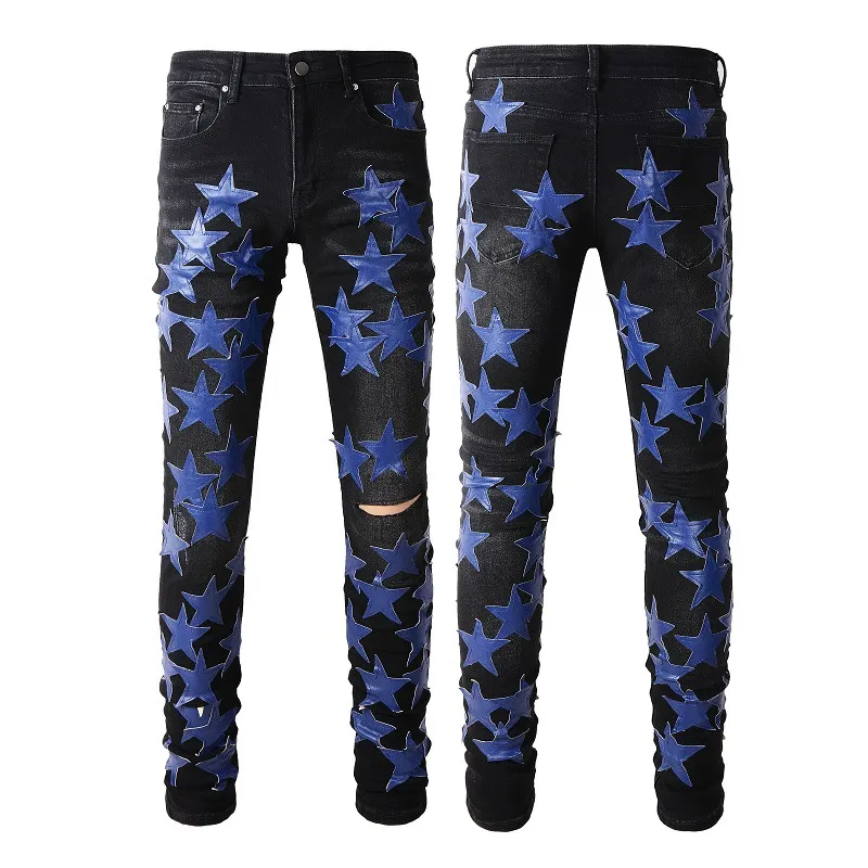Jeans pour hommes High Street Skim Green Star Trendy High Craft Élastique Slim Fit High Street Jeans