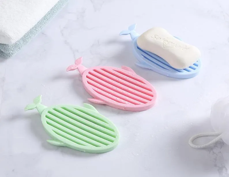 New Cute Cartoon Whale Hollow Out Draining Soap Box Sponger Rack Toilet Soap Dish Holder MultiFunction Bathroom Accessories7413289