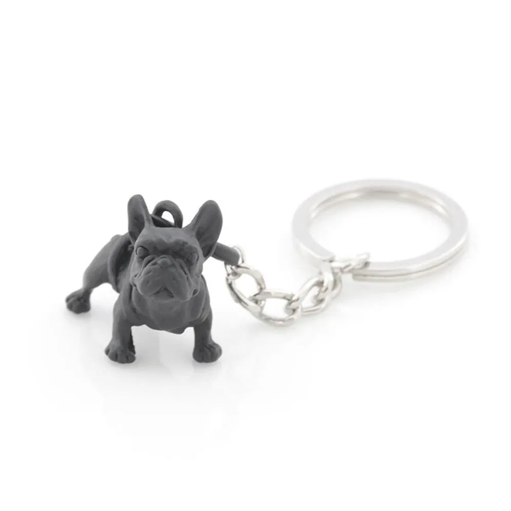 Schlüsselanhänger aus Metall, schwarz, französische Bulldogge, niedlicher Hund, Tier-Schlüsselanhänger, Schlüsselanhänger, Damen-Taschenanhänger, Haustier-Schmuck, Geschenk, ganze Menge, Lots283s