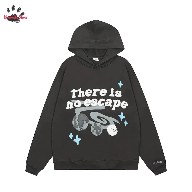 Men s Hoodies Sweatshirts Fashion Streetwear Casual Couple BROKEN PLANET Men Woman 1 Puff Print Hip Hop Pullover 231208