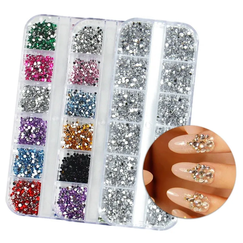 Nagelkonstdekorationer 3000st en låda nagelkonst Flat Back Crystal Rhinestone 15mm 20mm Diamonds Strass Manicure Tips 3D Decoration 231207