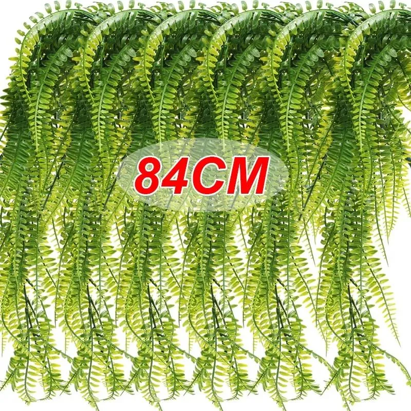 Decorative Flowers 84cm Artificial Hanging Plants Green Rattan Fern Persian Grass Plant Vine Wedding Garden Balcony Garland Decoration Fake