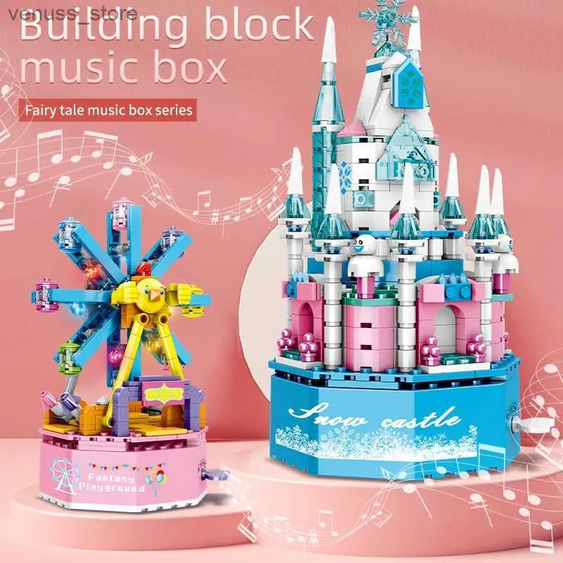 Blocks City Ferris Led Girl Wheel Music Build Building Buildings Toys Light Ice Snow Girl Castle Princess House Bricks Toys Regali R231208