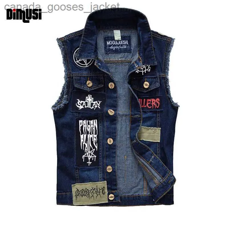 Vestes Femmes DISI Ripped Jeans Vest Mens Design Denim Vest Jeans lavés Gilet Homme Cowboy Vintage Jeans Sleless Jacket YA565 L231208