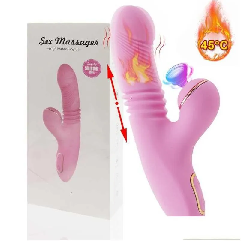 Masr Telescopische Stok Zuigen Vibrator Vrouw Grote Dildo Verwarming Clit Sucker Vagina Clitoris Adt Speelgoed Hine Drop Levering Dhslr