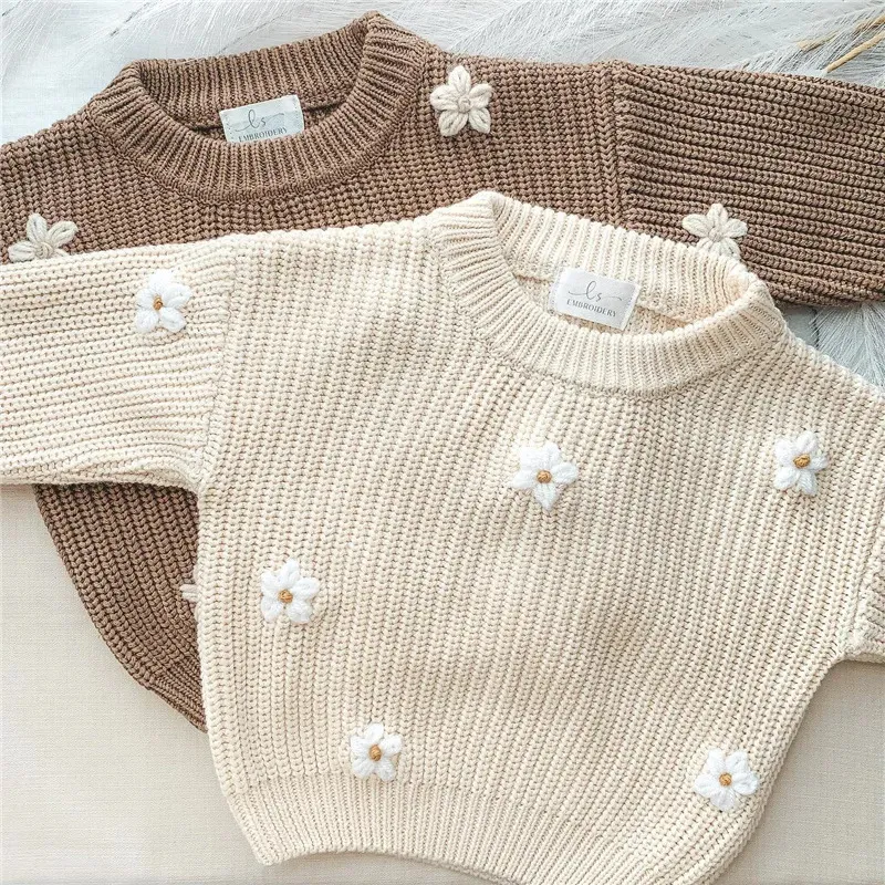 Pullover born Baby Girls Winter Flower Sweater Clothes Autumn born Infant Clothing Pullover Knitted Kids Sweaters 231207