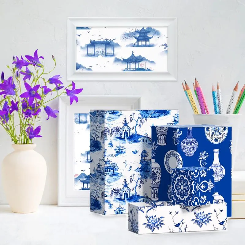 Cadeauverpakking Porselein Schilderij Inpakpapier Verjaardagsverpakkingen Decoratie Blauw en wit porselein Feestambachten Cadeaus Verpakking