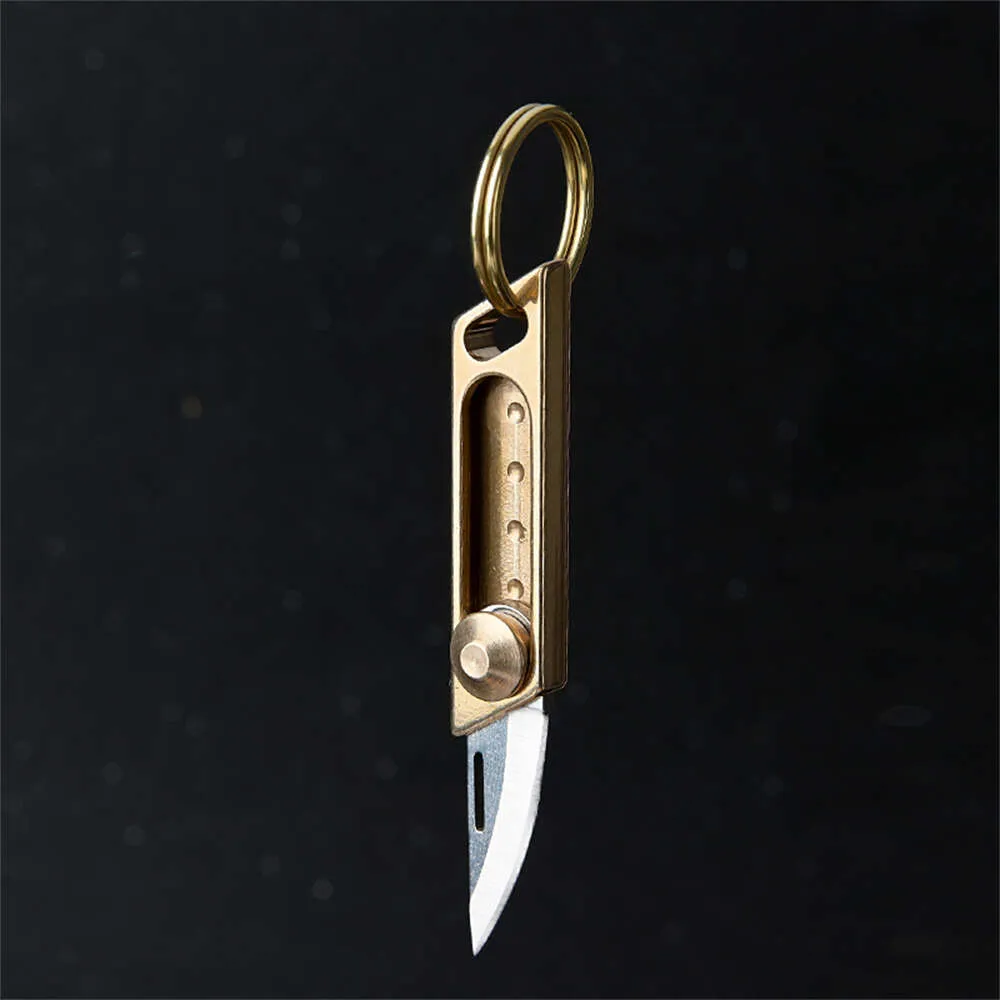 Sharp Keychain DHgate.com:Brass Mini Knife Push-Button Sharp Blade Self-Defense ...