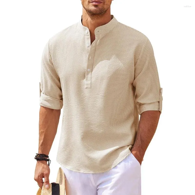 Camisas casuais masculinas 2023 moda primavera e verão camisa de mangas compridas slim-fit gola roupas