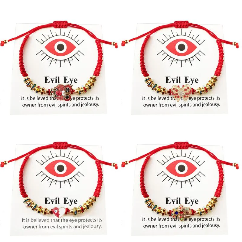 Slim Patches Slimes Wholesale Hand Strap Red Eve Eye Hands String Braided Rope Handmade Bracelet Jewelry For Women Drop Delivery Hea Dhnqj