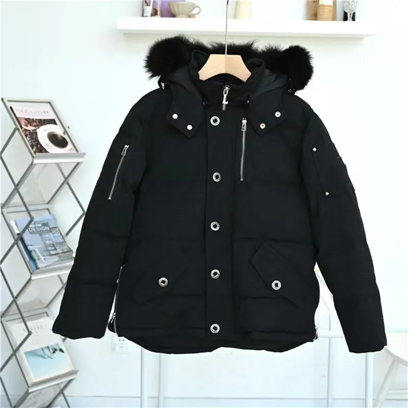 Designer-Herren-Winter-Daunenjacke Kanada, Outdoor-Freizeitmäntel, winddichter Mantel, wasserdicht, schneesicher, Puffer, dicke Colla, echtes Wolfsfell, Mooses S30d, Knuckles Gooses